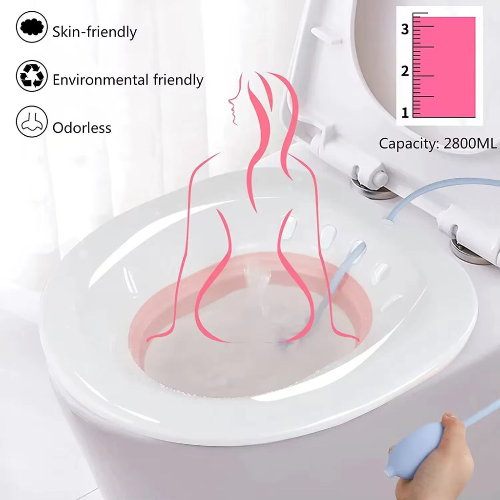 Soothing Sitz Bath for Postpartum, Hemorrhoid & Perineal Relief – Fits Most Toilets | Includes Flusher Hose & Storage Hook | MAI Femme Care