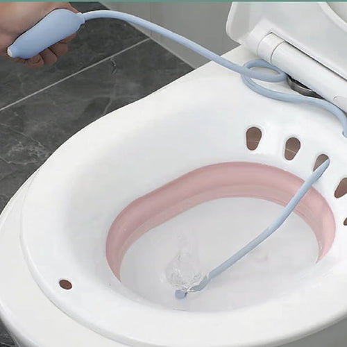 Soothing Sitz Bath for Postpartum, Hemorrhoid & Perineal Relief – Fits Most Toilets | Includes Flusher Hose & Storage Hook | MAI Femme Care